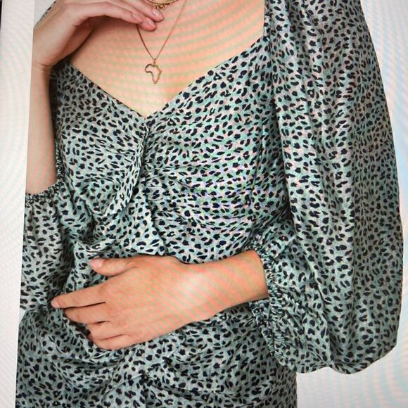 Caballero Elena Dress Animal Dot Ruffled Dress Size Small - Picture 4 of 14